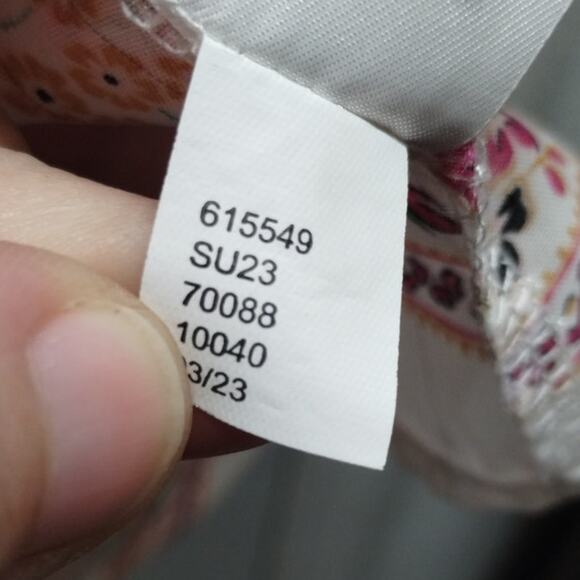 LOFT Outlet Women's Size M/L White Pink Floral Metallic Stripe Cover-Up Kimono - Picture 7 of 7